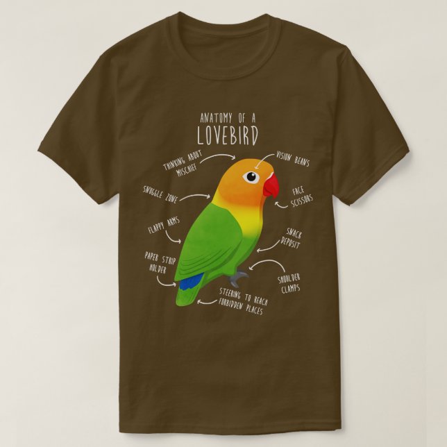Camiseta Fischers Lovebird Parrot Anatomía (Diseño del anverso)