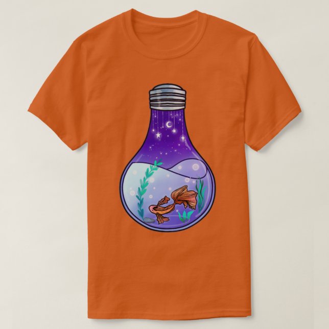Camiseta Fish Bowl Lightbulb Aquarium Night Sky (Diseño del anverso)