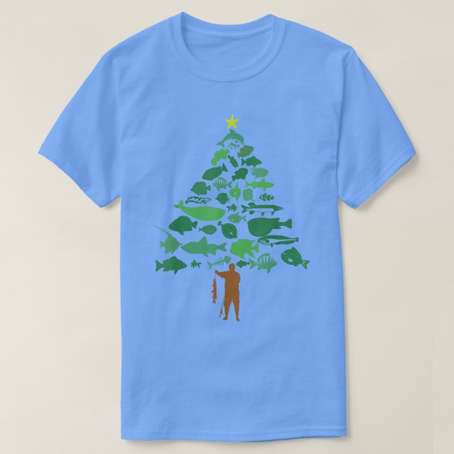 Camiseta Fish Christmas Tree Merry Fishmas Funny Navidades (Diseño del anverso)