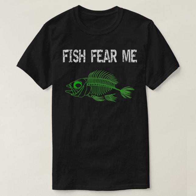 Camiseta Fish Fear Me Teme Bass Trout Skeleton Pescador (Diseño del anverso)