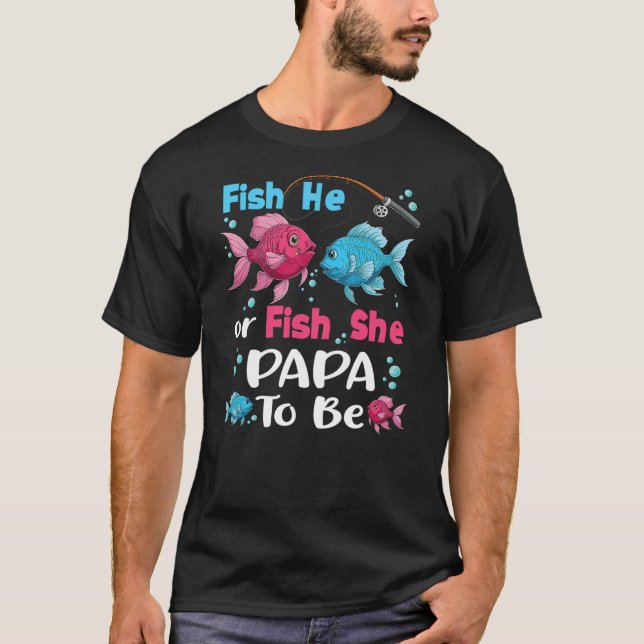 Camiseta fish he or fish she gender reveal family matching  (Anverso)