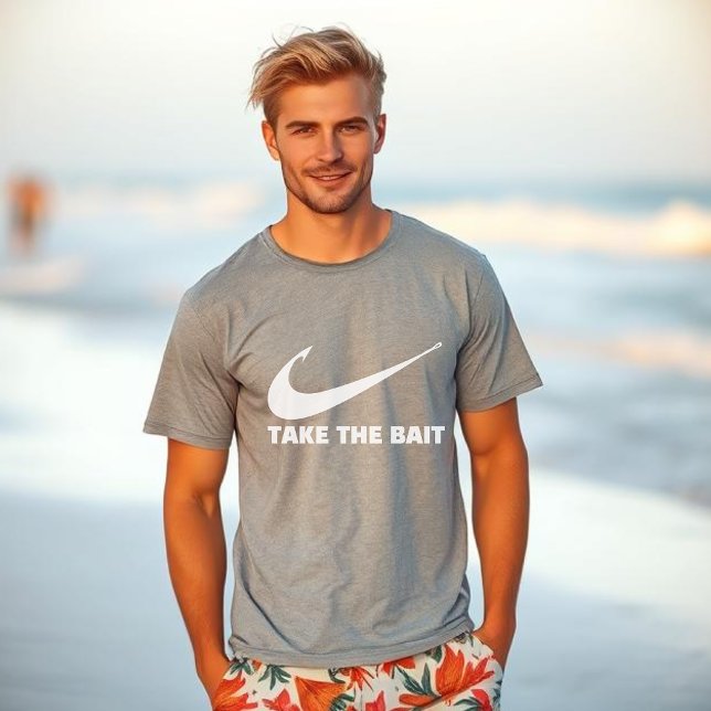 Camiseta Fish Hook-Take the Bait-Fisherman Core (Fish Hook Take the Bait-Fisherman Trend Summer Beach Men )