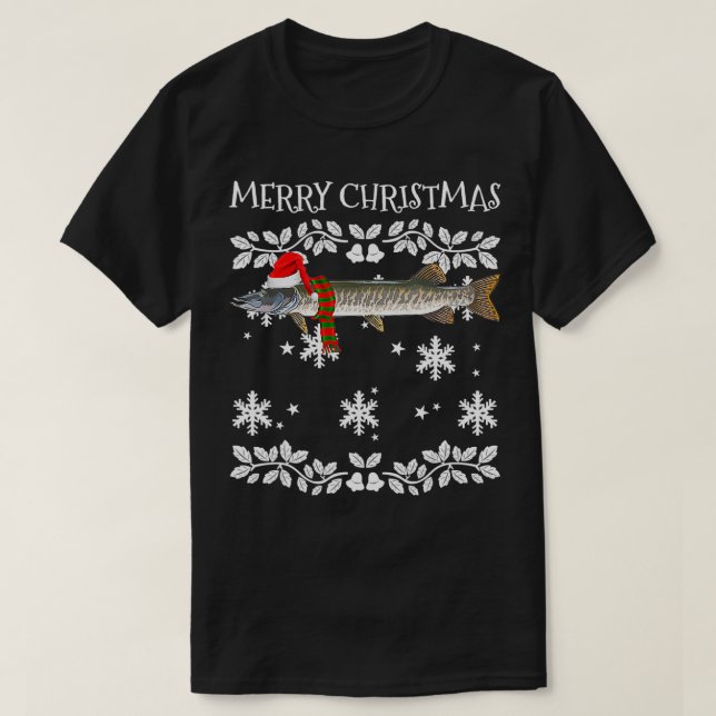 Camiseta Fish Merry Christmas Ornament Musky Ugly Xmas (Diseño del anverso)