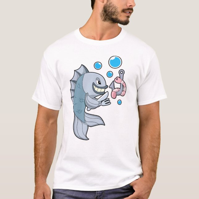 Camiseta Fish with Fish hook & Worm (Anverso)