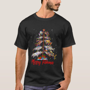 Camiseta Fish Xmas Iluminación Pescado Rod Árbol de Navidad