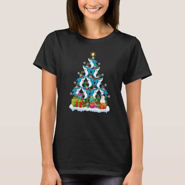 Camiseta Fish Xmas navidad Shark Árbol de Navidad (Anverso)