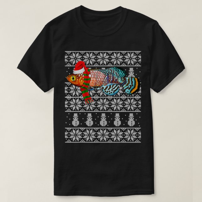 Camiseta Fish Xmas Santa Hat Killifish Ugly Christmas  (Diseño del anverso)
