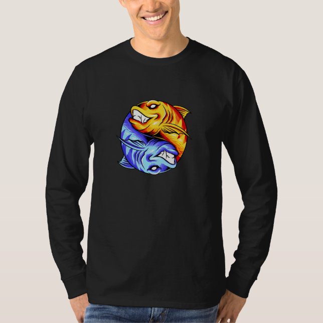 Camiseta Fish Yin Yang Diseño Pesca Ying Yang Good Y Ba (Anverso)