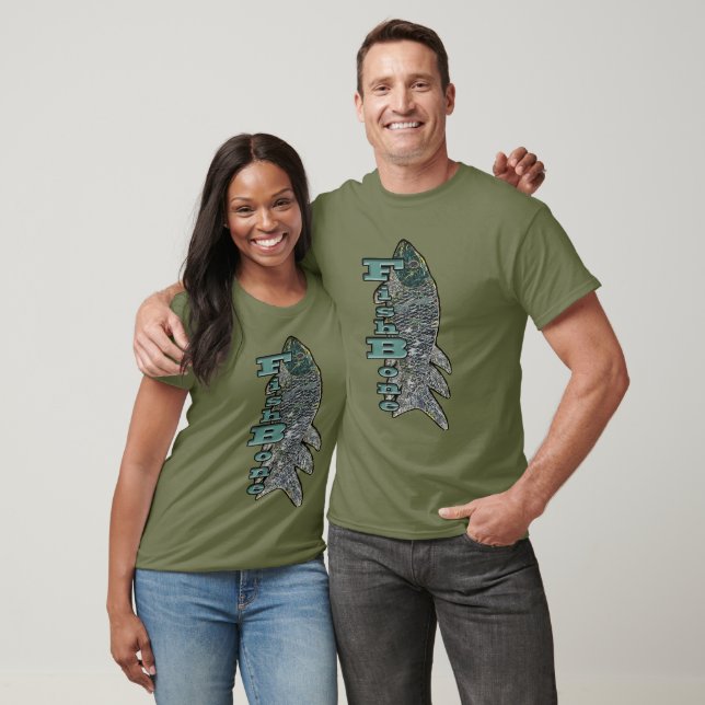 Camiseta FishBone con texto vertical (Unisexo)