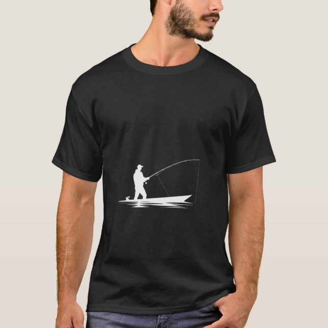 Camiseta Fisherman Silhouette Boat Fishing T-Shirt (Anverso)