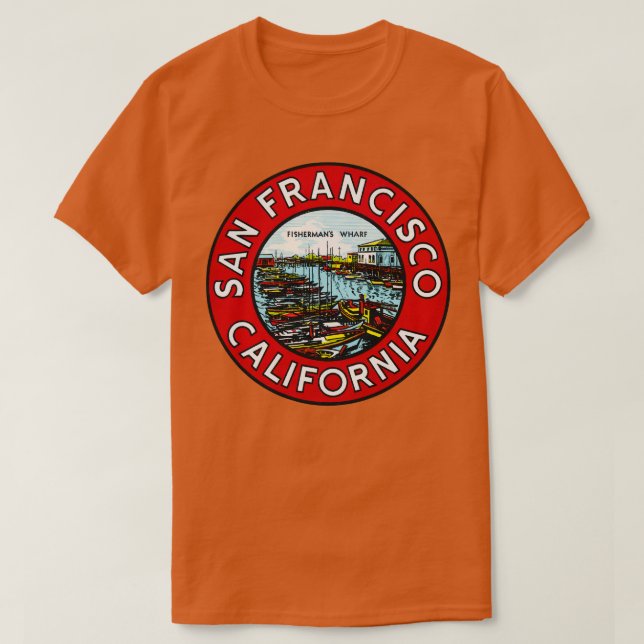 Camiseta Fishermans Wharf de los años 1940 San Francisco (Diseño del anverso)