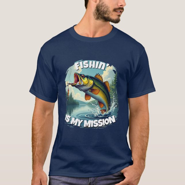 Camiseta Fishin' es mi misión 'Bass T-Shirt' para los hombr (Anverso)