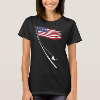 Camiseta Fishing American Flag Fishing Rod