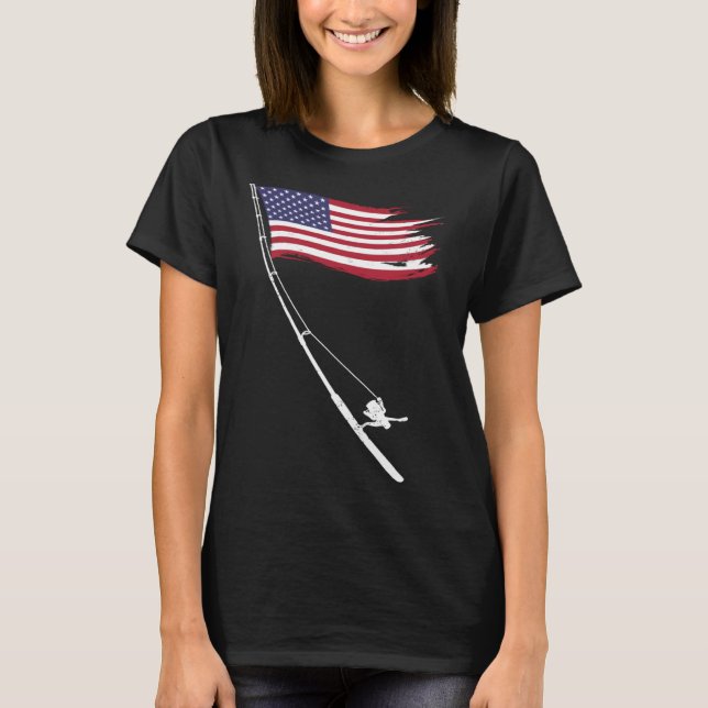 Camiseta Fishing  American Flag Fishing Rod (Anverso)
