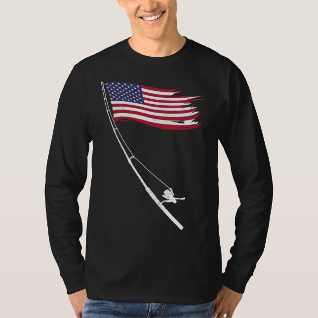 Camiseta Fishing  American Flag Fishing Rod (Anverso)