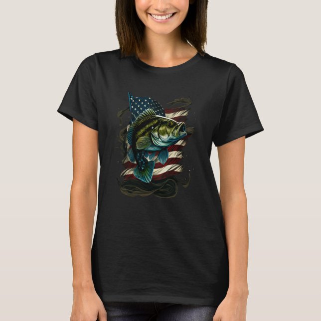 Camiseta Fishing and an American Flag Largemouth Bass (Anverso)