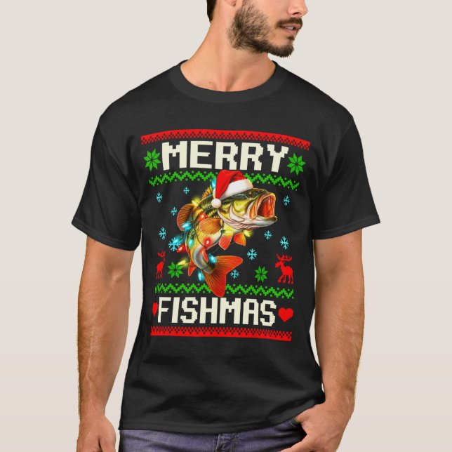 Camiseta Fishing B Fish Merry Fishmas Fisherman Ugly Christ (Anverso)
