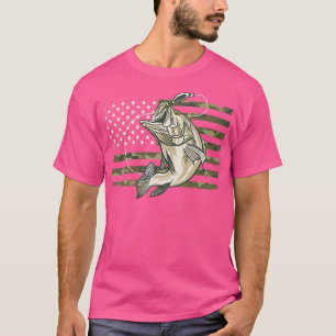 Camiseta Fishing Camoue Us American Flag Bass Fish Fisherma