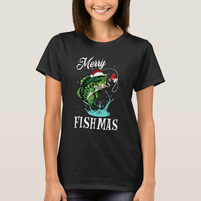 Camiseta Fishing Christmas For Fisher Tree Lights Merry Fis (Anverso)