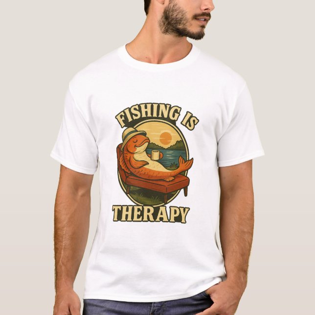 Camiseta Fishing Is Therapy | Funny Fish Couch Art (Anverso)