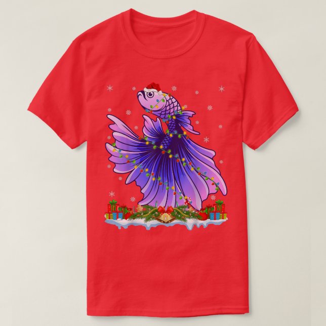 Camiseta Fishing Lover Family Matching Santa Betta Fish Chr (Diseño del anverso)