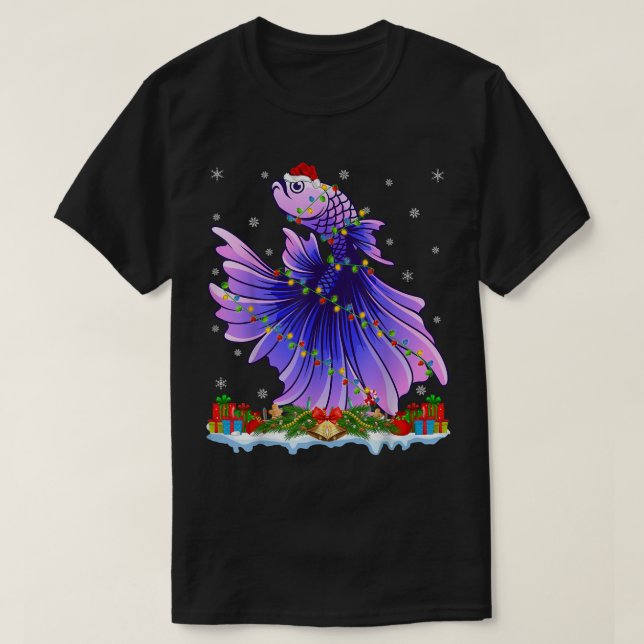 Camiseta Fishing Lover Family Matching Santa Betta Fish Chr (Diseño del anverso)