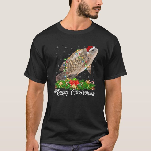 Camiseta Fishing Lover Matching Santa Hat Tilapia Fish Chri (Anverso)