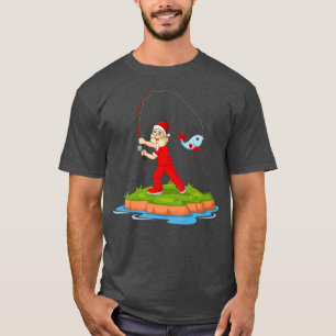 Camiseta Fishing Lover Xmas Lights Fishing Santa Fisherman 