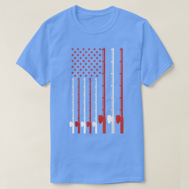 Camiseta Fishing Rod American Flag 918  (Diseño del anverso)