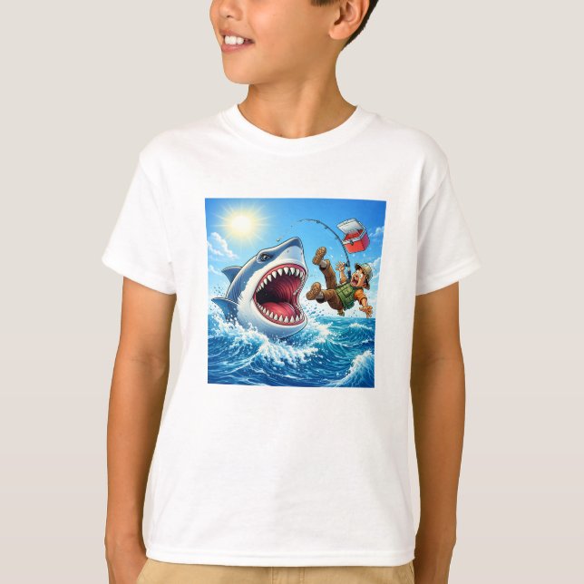 Camiseta Fishing Shark Cartoon (Anverso)