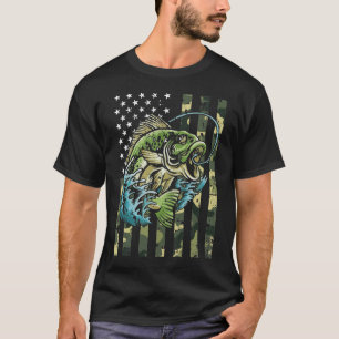 Camiseta Fishing Shirt Camouflage USA Flag for Bass Fisherm