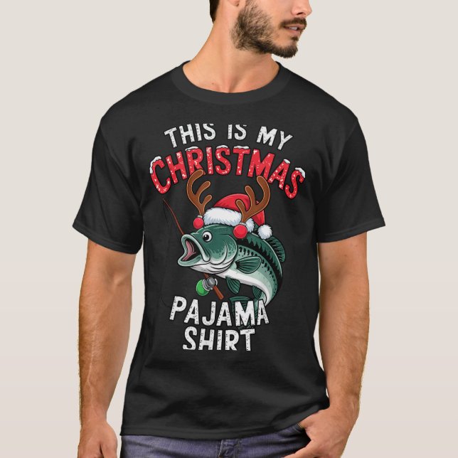 Camiseta Fishing This Is My Christmas Pajama B Fish Santa H (Anverso)