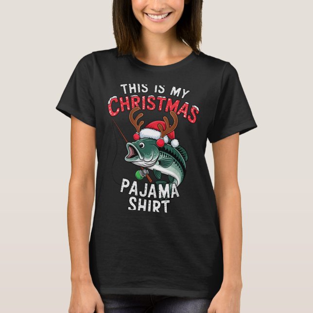 Camiseta Fishing This Is My Christmas Pajama B Fish Santa H (Anverso)