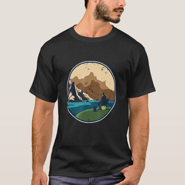 Camiseta Fishing Trip a with a Man Fishing At a River (Anverso)