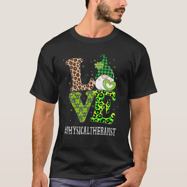 Camiseta Fisioterapeuta Amor St Patricks Day Gnome Leop (Anverso)