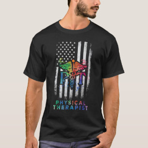 Camiseta Fisioterapeuta Patriótico Bandera USA Acuarela P
