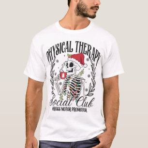 Camiseta Fisioterapia de Navidad Esqueleto Sombrero de Sant