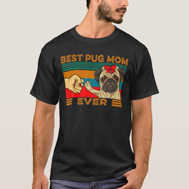 Camiseta Fist Bump Mejor Mamá Pug (Anverso)