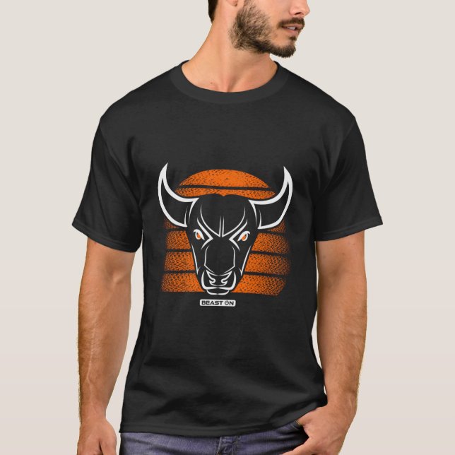 Camiseta Fitness Bull Head Naranja Fitness Bodybuilding Gym (Anverso)