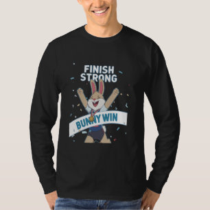 Camiseta Fitness Bunny Race Champs FINISH BUNNY WIN Funny R