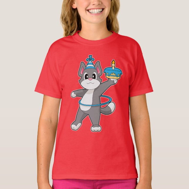 Camiseta Fitness de cumpleaños del gato (Anverso)