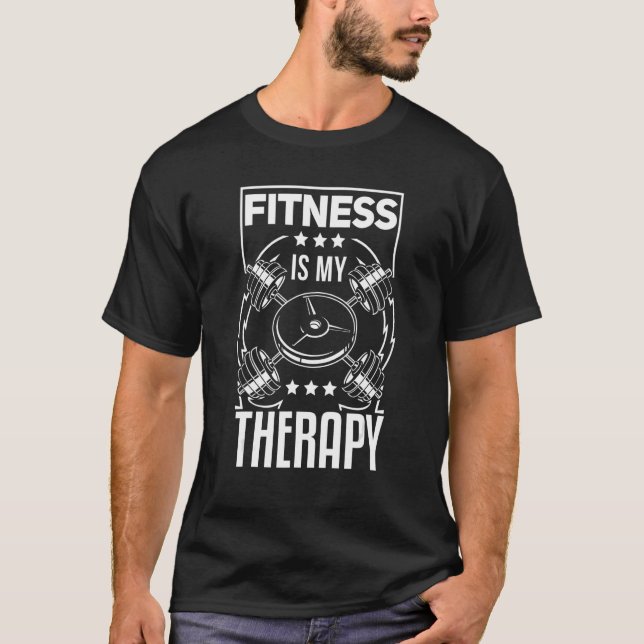 Camiseta Fitness es mi Therapy Gym Bodybuilding Train Muscl (Anverso)