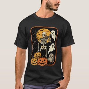 Camiseta Fitness Halloween Esqueleto Fantasma Calabaza Entr