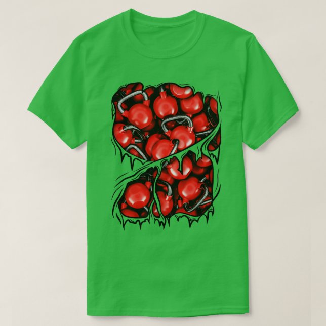 Camiseta Fitness Kettlebels Dentro del gimnasio Halloween C (Diseño del anverso)