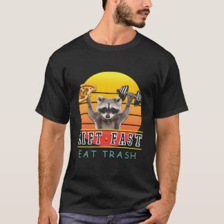 Camiseta Fitness Levanta Rápido Come Basura Mapache Pizza