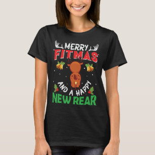 Camiseta Fitness Merry Fitmas Feliz Nuevo Trasero