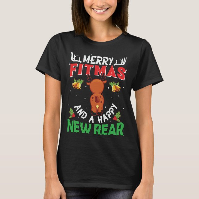 Camiseta Fitness Merry Fitmas Feliz Nuevo Trasero (Anverso)