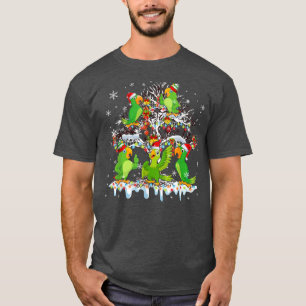 Camiseta Five Santa Parrots On Christmas Tree Xmas Light Sn
