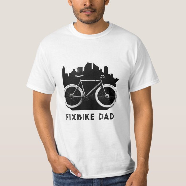 Camiseta Fixbike Dad. Bicicleta negra para los padres. Auto (Anverso)