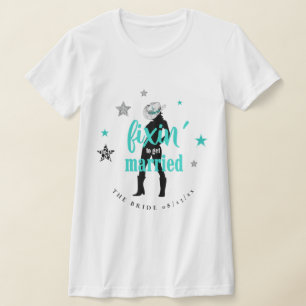 Camiseta Fixin' The Bride Disco Bachelorette Verde azulada